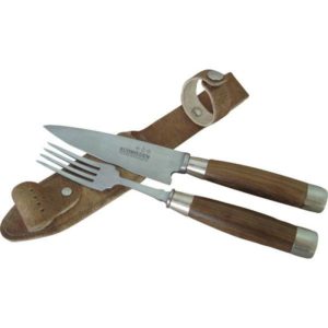 Juego de Tenedor y Cuchillo SCHMEIDEN en vaina de cuero crudo