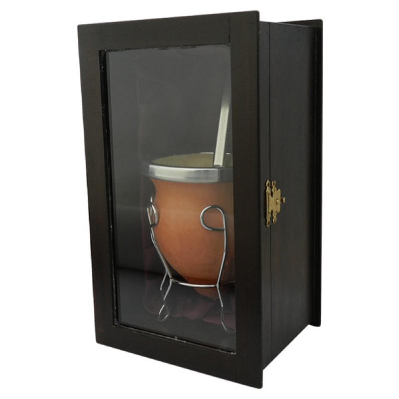 Mate De Vuelo De Calabaza Recubierto en Cuero Vaqueta (MAT696) Bombilla Acero Inox Chata (BOM230) Con Caja Fina - Imagen 2