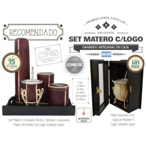 Combo (15 Set Matero Grabado) + Un Mate Grabado De Regalo