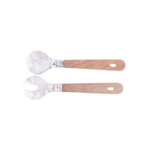 Juego De Cuchara y Tenedor Artesanal En Madera y Alpaca