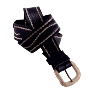 Cinto De Cuero Suela Oscuro Tejido En Tiento