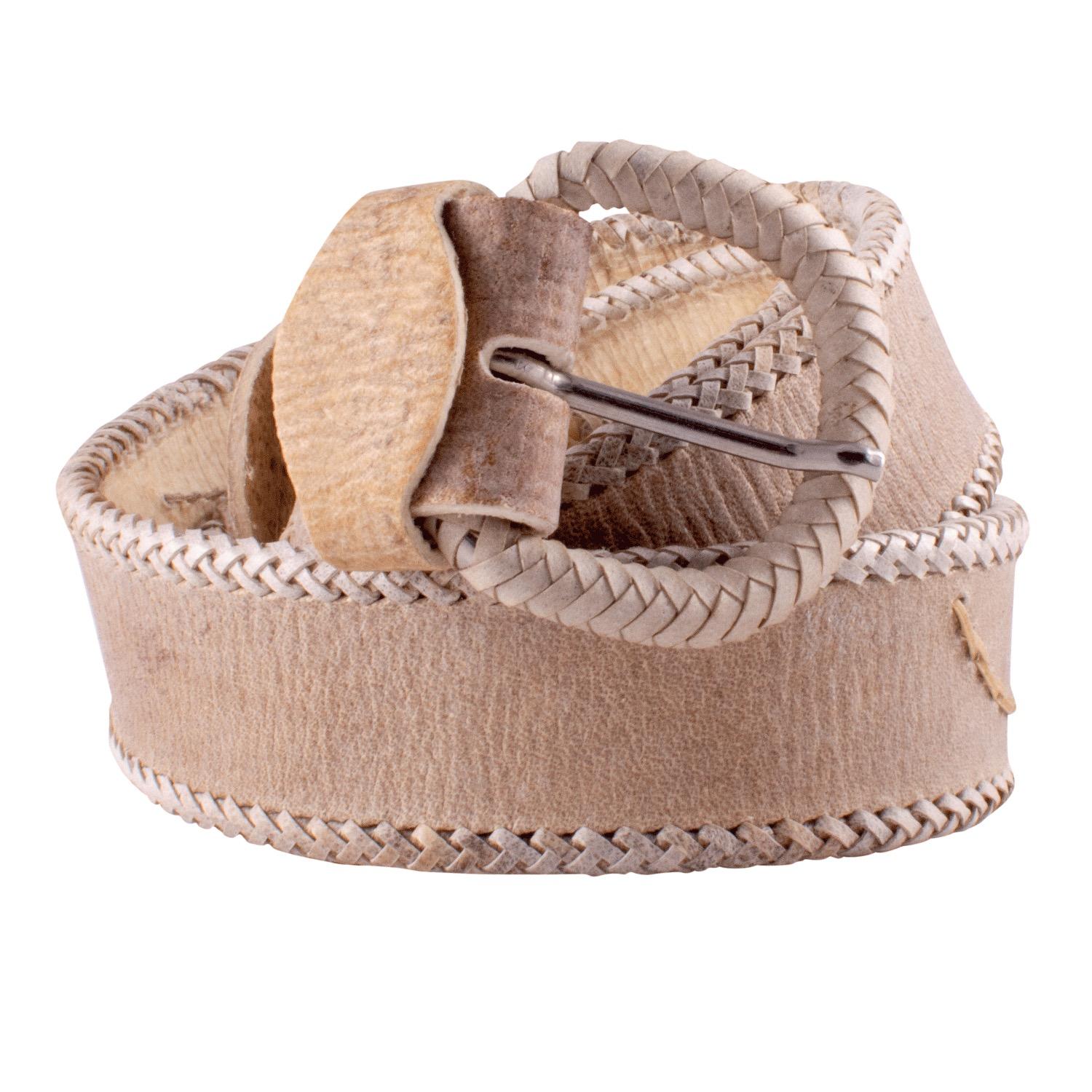 Cinto De Cuero Crudo Costura En Borde