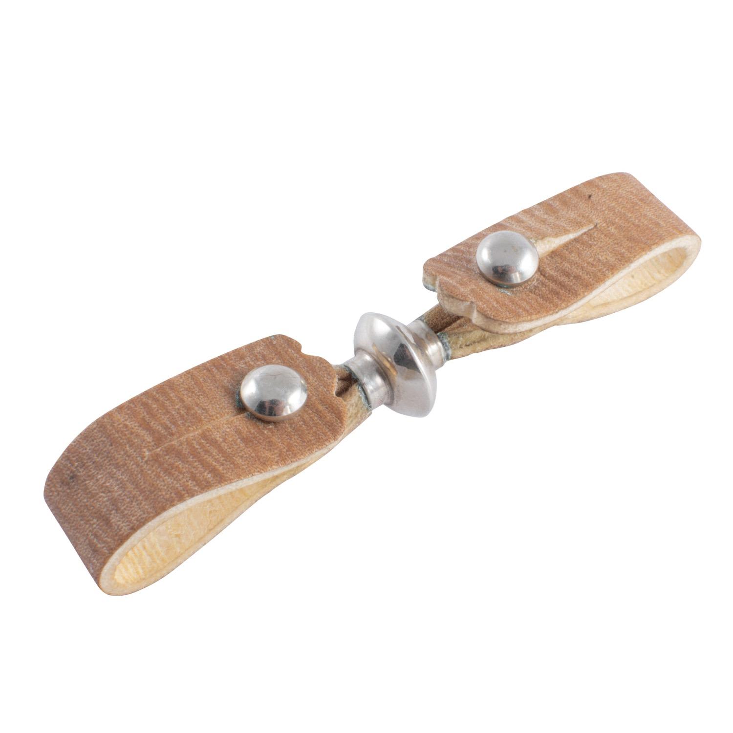 Manea De Cuero Crudo Fina Con Detalles y Botones En Alpaca