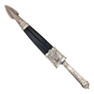 Cuchillo Criollo Alpaca Labrado 28 Cm Acero Carbono Vaina De Alpaca y Cuero