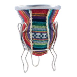 Mate De Vidrio Forrado Con Aguayo y Posa De Metal