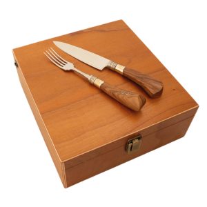 Alternative view of Juego De Cubiertos Linea Fina Madera Puntera De Alpaca Con Iserto Fino 12 Piezas En Caja De Madera  2 Pisos Cedro Lustrado, Pampeana