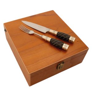 Alternative view of Juego De Cubiertos Linea Fina Madera, Alpaca Y Alambre Fino 12 Piezas En Caja De Madera 2 Pisos Cedro Lustrado, Pampeana