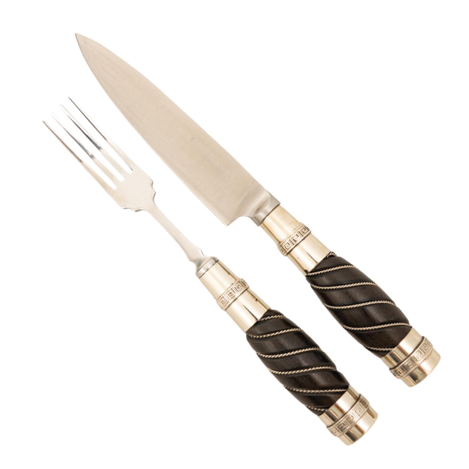 Juego De Cubiertos Linea Fina Madera, Alpaca Y Alambre Fino 12 Piezas En Caja De Madera 2 Pisos Cedro Lustrado, Pampeana - Imagen 3