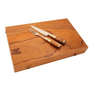 Alternative view of Juego De Cubiertos Linea Fina Madera Y Alpaca Virolas Larga 12 Piezas En Caja De Madera Cedro Lustrado Pampeana