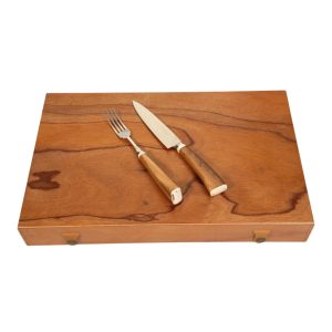 Alternative view of Juego De Cubiertos Linea Fina Madera Y Hueso 12 Piezas En Caja De Madera Cedro Lustrado Pampeana