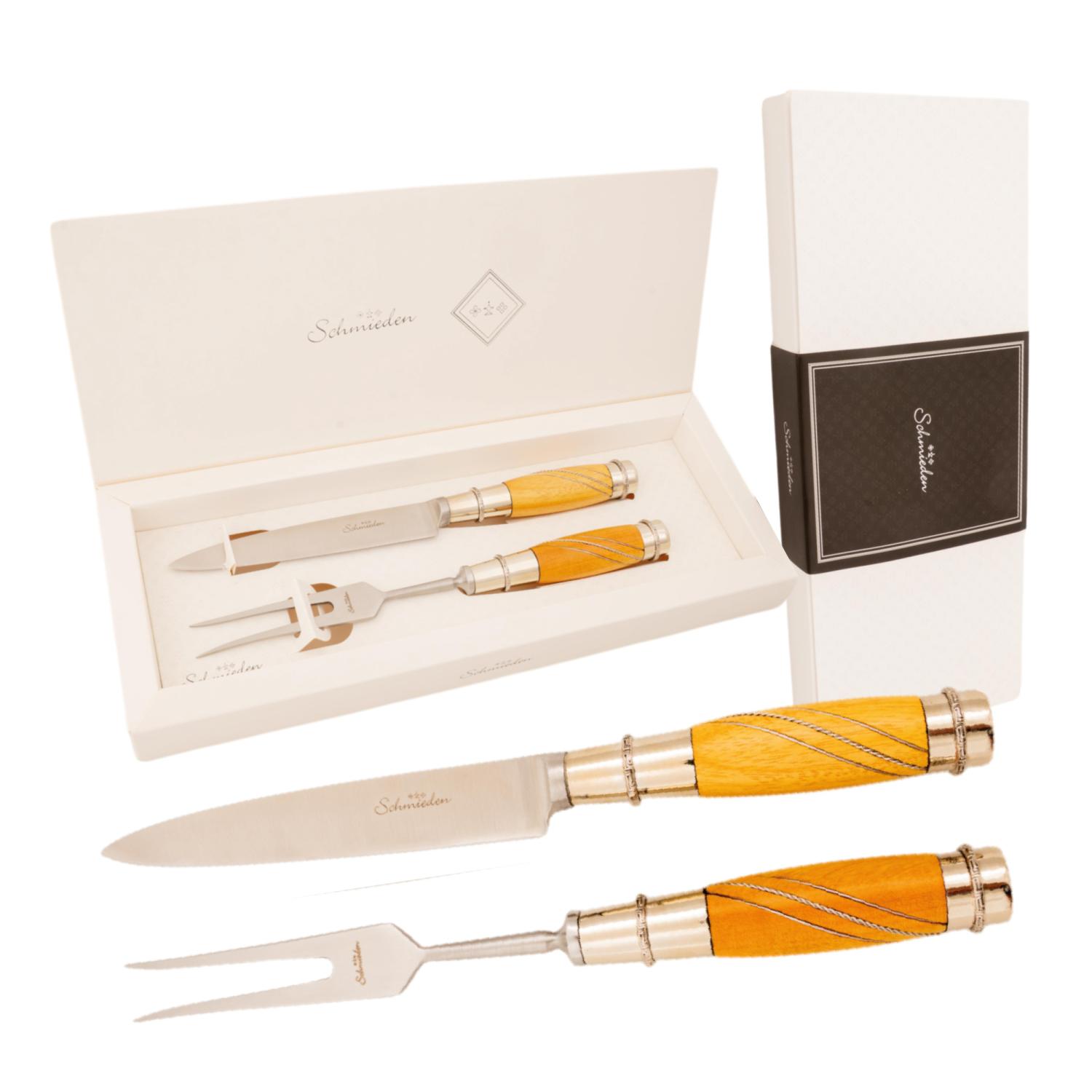 Juego De Cubierto Individual En Madera Y Alpaca 2 Virolas Y Alambre De Alpaca, Linea Fina, En Cajas Laminado Estilo CAMINO REAL - Imagen 3