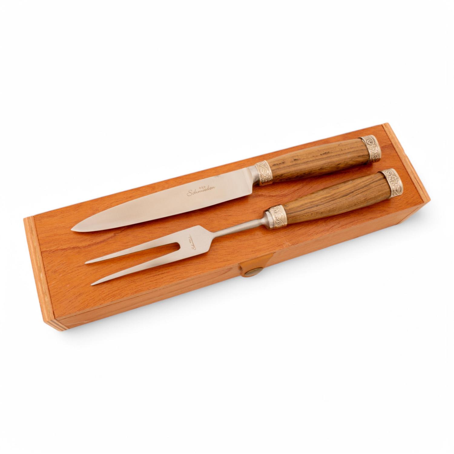 Juego De Cubiertos Individual Linea Fina Madera Con Alpaca Labrada Individual En Caja De Madera Cedro Lustrado, Estilo SOL DE MAYO - Imagen 3