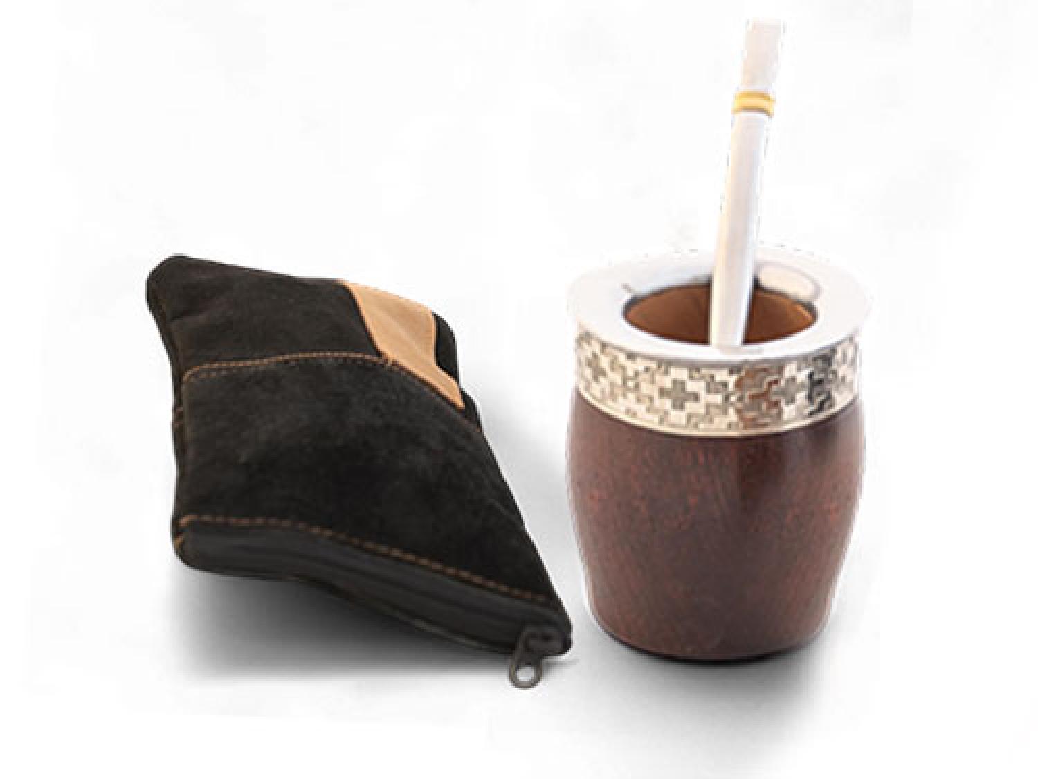 Set De Mates Bombilla Y Yerbera De Cuero - Imagen 2