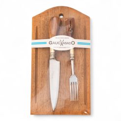 Kit De Tabla y Juego De Cuchillos Madera Y Alpaca Gauchasado