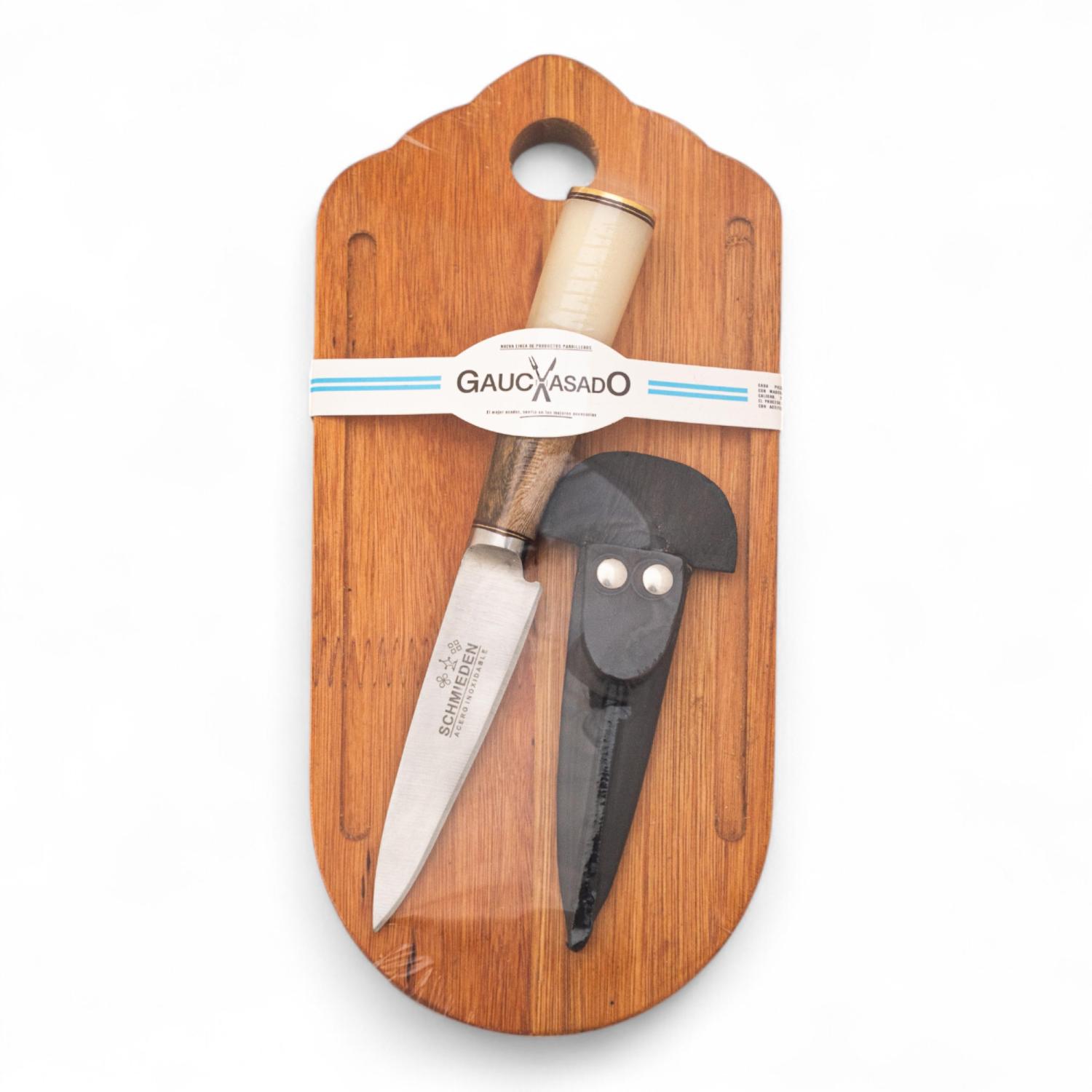 Kit De Tabla y Cuchillos 10 Cm Gauchasado.