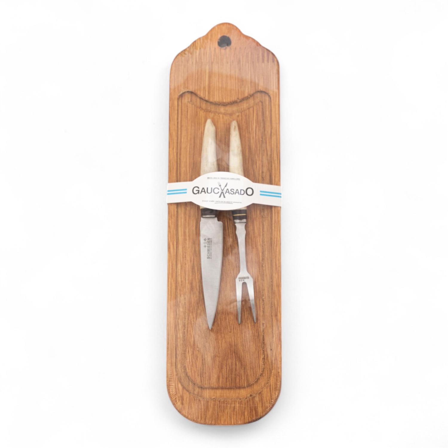 Kit De Tabla Picada Y Juego Cuchillo Tenedor 8 Cm Gauchasado