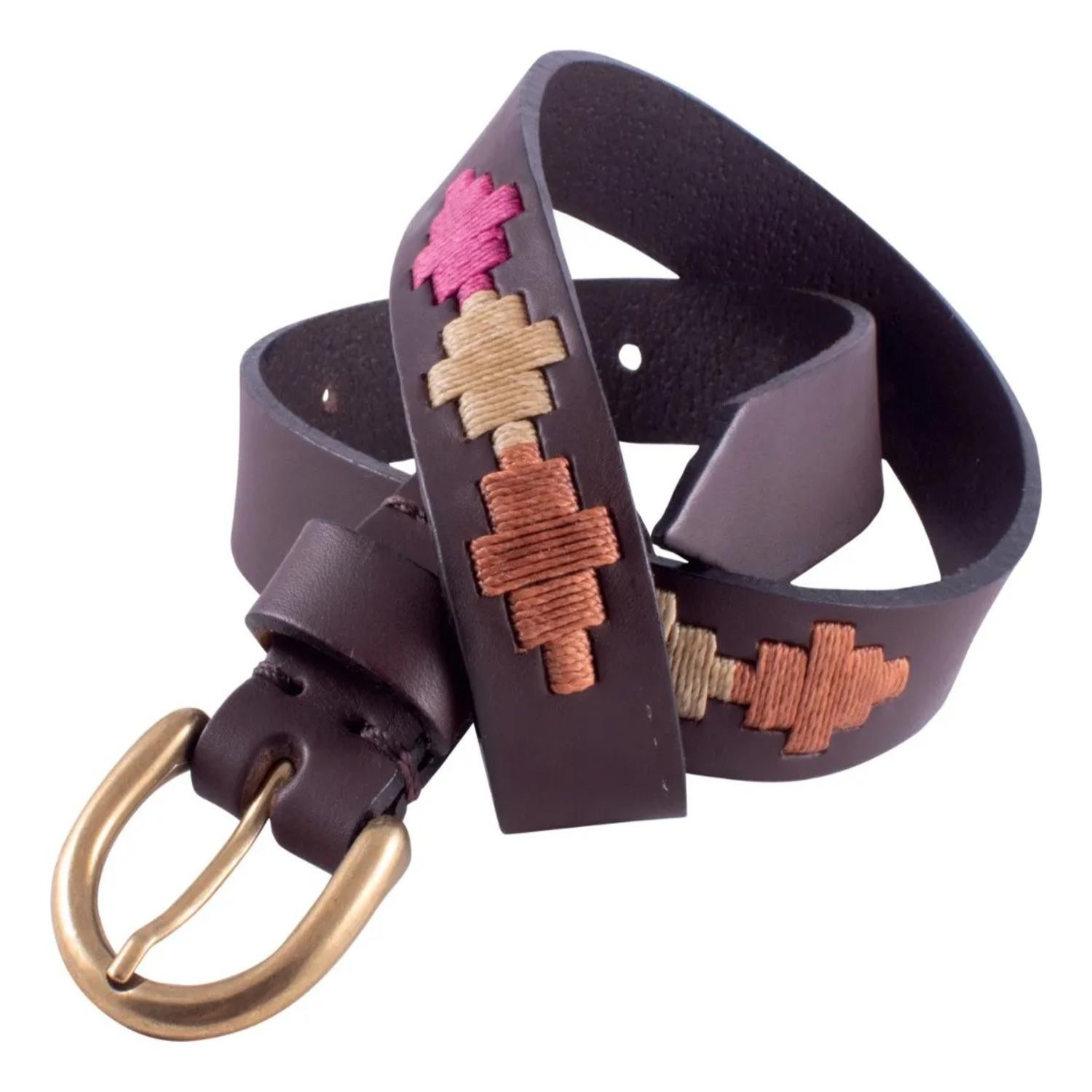 Cinto De Cuero Engrasado Bordado Completo