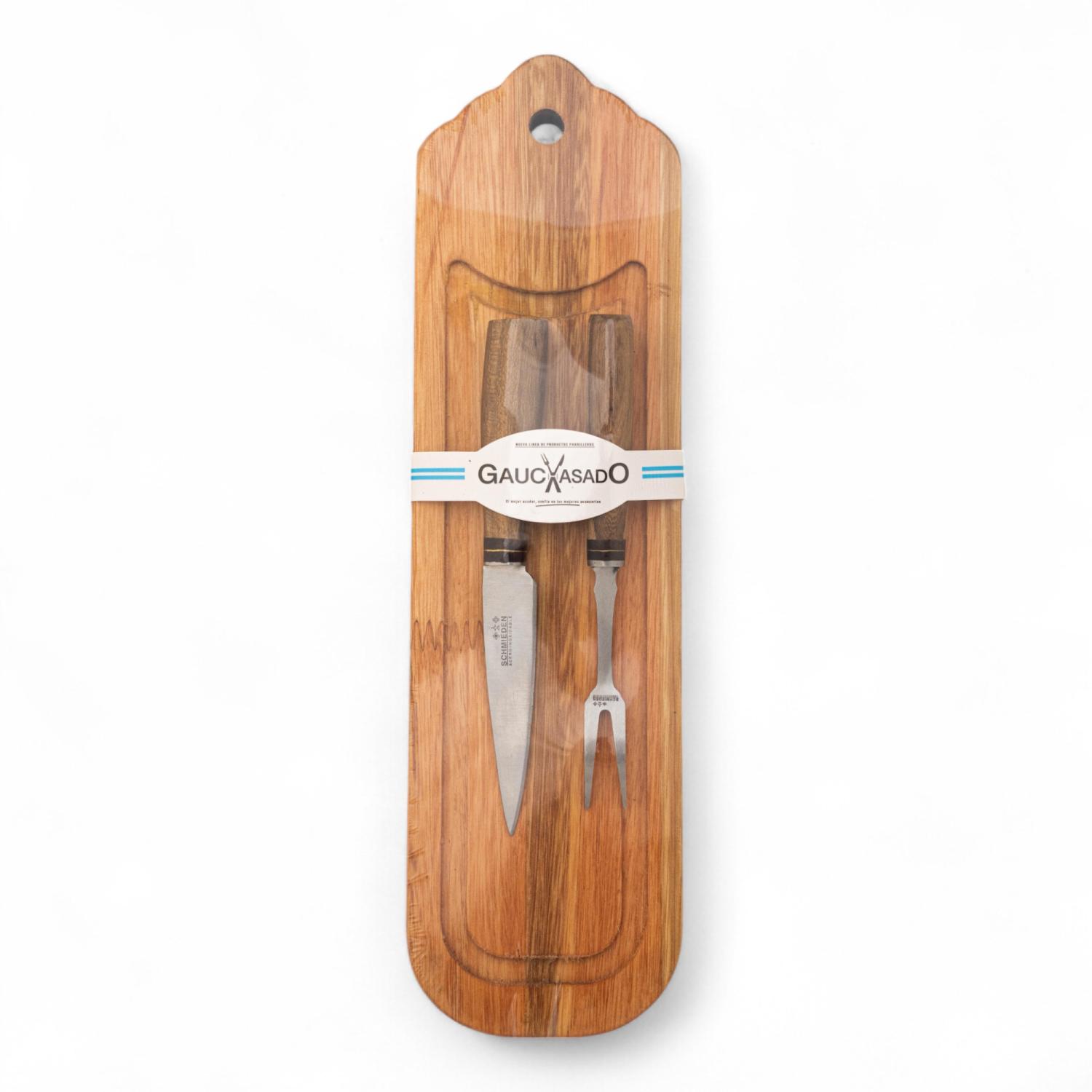 Kit De Tabla Picada Y Juego Cuchillo Tenedor 8 Cm Gauchasado